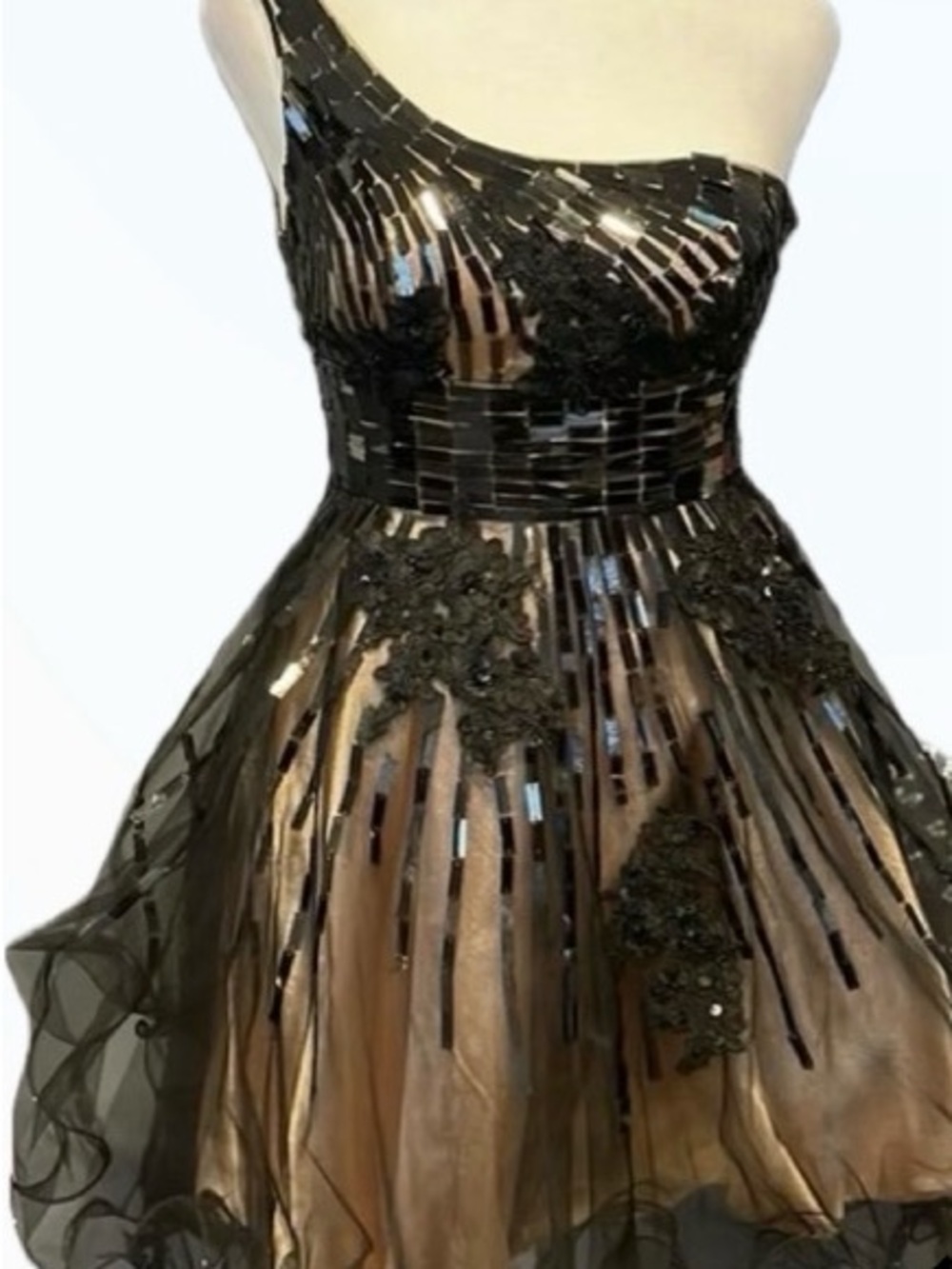 Dave and Johnny one shoulder dress embellished cocktail dress prom homecoming